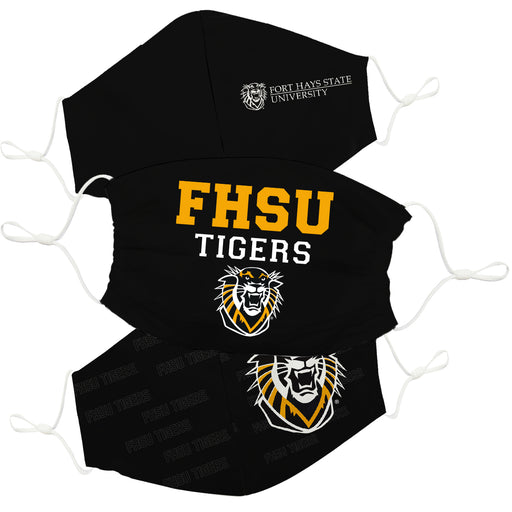 Fort Hays State University Tigers FHSU Face Mask Black Set of Three - Vive La Fête - Online Apparel Store