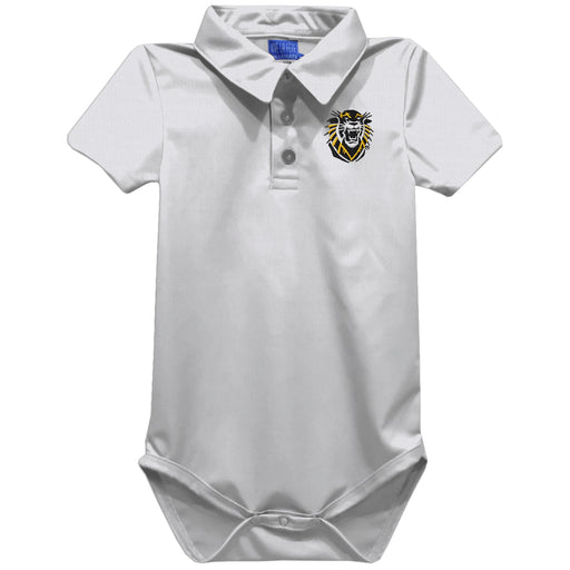 Fort Hays State University Tigers FHSU Embroidered White Solid Knit Polo Onesie