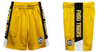 Fort Hays State University Tigers FHSU Vive La Fete Game Day Gold Stripes Boys Solid Black Athletic Mesh Short - Vive La Fête - Online Apparel Store