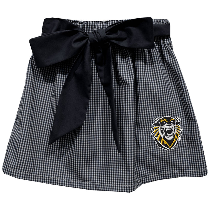 Fort Hays State University Tigers FHSU Embroidered Black Gingham Skirt With Sash