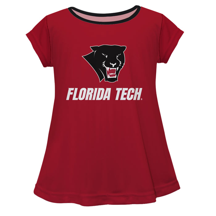 Florida Tech Panthers Vive La Fete Girls Game Day Short Sleeve Red Top with School Logo and Name