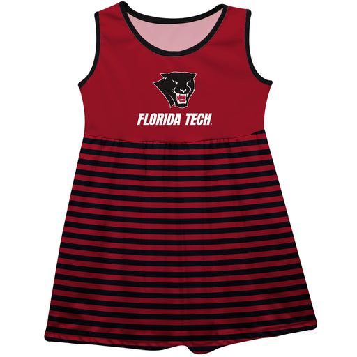 Florida Tech Panthers Red and Black Sleeveless Tank Dress with Stripes on Skirt by Vive La Fete