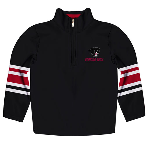 Florida Tech Panthers Vive La Fete Game Day Black Quarter Zip Pullover Stripes on Sleeves