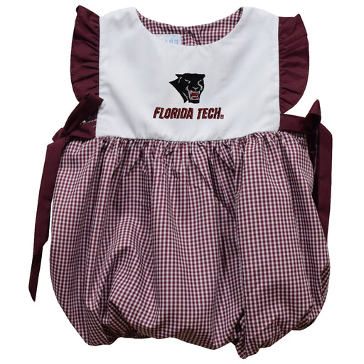 Florida Tech Panthers Embroidered Maroon Gingham Short Sleeve Girls Bubble