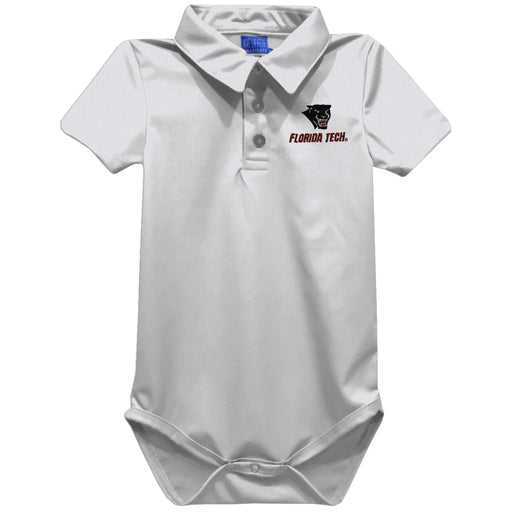 Florida Tech Panthers Embroidered White Solid Knit Polo Onesie
