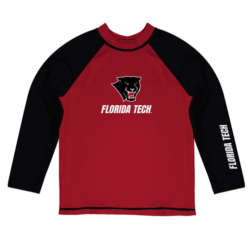 Florida Tech Panthers Vive La Fete Logo Red Black Long Sleeve Raglan Rashguard