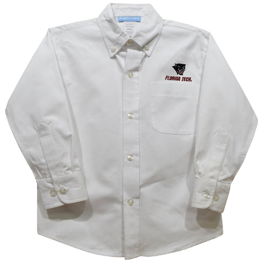 Florida Tech Panthers Embroidered White Long Sleeve Button Down Shirt