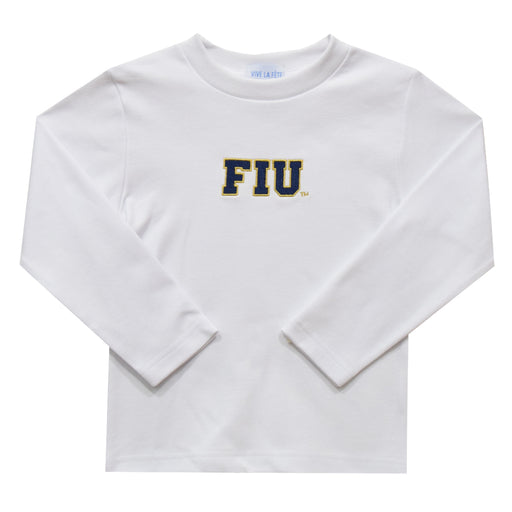 FIU Embroidered White Knit Long Sleeve Boys Tee Shirt - Vive La Fête - Online Apparel Store