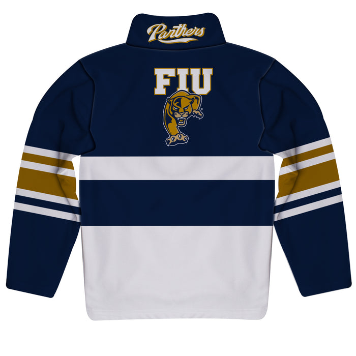 FIU Panthers Logo Stripes Blue Long Sleeve Quarter Zip Sweatshirt - Vive La Fête - Online Apparel Store