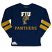 FIU Panthers Stripes Blue Long Sleeve Fleece Sweatshirt Side Vents - Vive La Fête - Online Apparel Store