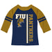 FIU Panthers Blue Girls Tee Raglan Three Quarter Sleeve - Vive La Fête - Online Apparel Store