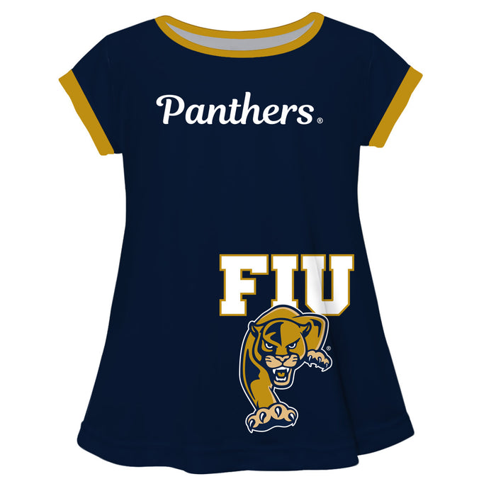 FIU Panthers Big Logo Blue Short Sleeve Girls Laurie Top - Vive La Fête - Online Apparel Store
