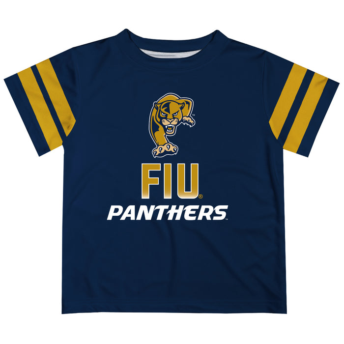 FIU Panthers Stripes Blue Short Sleeve Tee Shirt - Vive La Fête - Online Apparel Store