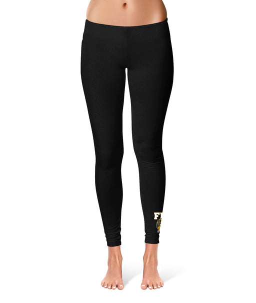 Florida International Panthers Collegiate Logo at Ankle Women Black Yoga Leggings 2.5 Waist Tights" - Vive La Fête - Online Apparel Store