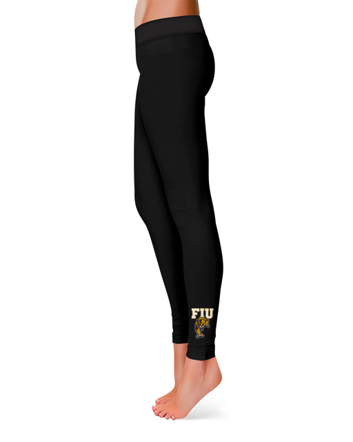 Florida International Panthers Collegiate Logo at Ankle Women Black Yoga Leggings 2.5 Waist Tights" - Vive La Fête - Online Apparel Store
