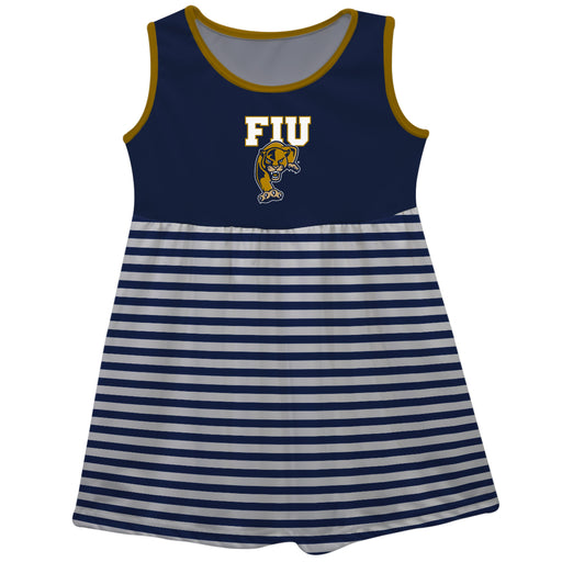Florida International Panthers Blue and White Sleeveless Tank Dress with Stripes on Skirt by Vive La Fete