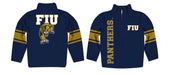 FIU Panthers Stripes Blue Long Sleeve Quarter Zip Sweatshirt - Vive La Fête - Online Apparel Store