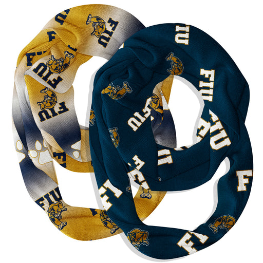 FIU Panthers Vive La Fete All Over Logo Game Day Collegiate Women Set of 2 Light Weight Ultra Soft Infinity Scarfs