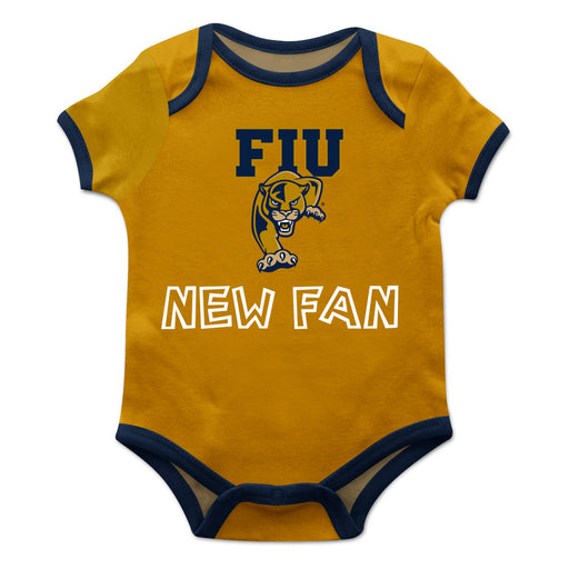 Florida International Panthers Vive La Fete Infant Game Day Gold Short Sleeve Onesie New Fan Logo and Mascot Bodysuit