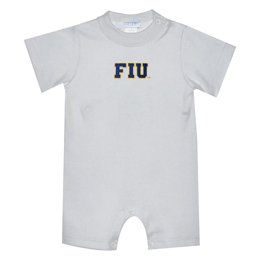 FIU Panthers Embroidered White Knit Short Sleeve Boys Romper