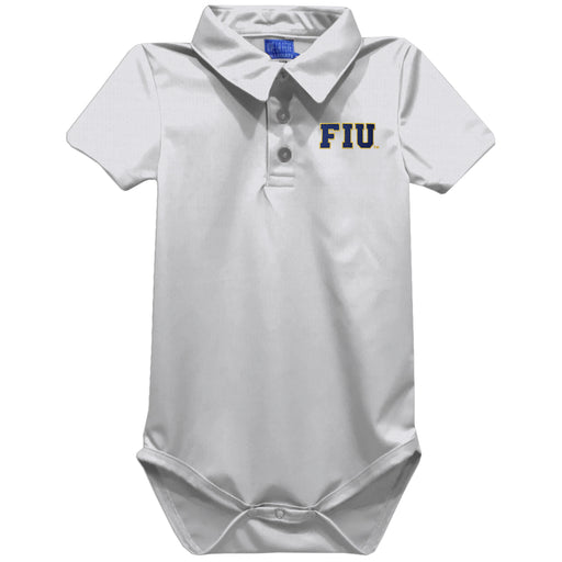 FIU Panthers Embroidered White Solid Knit Polo Onesie