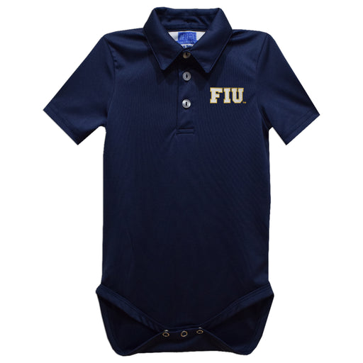 FIU Panthers Embroidered Navy Solid Knit Polo Onesie