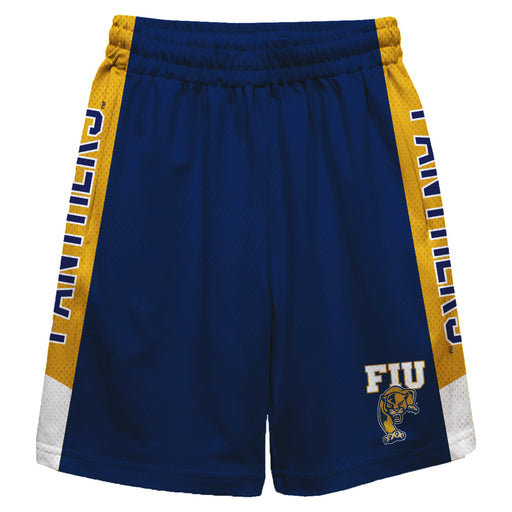 FIU Panthers Vive La Fete Game Day Blue Stripes Boys Solid Gold Athletic Mesh Short