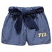FIU Panthers Embroidered Navy Gingham Girls Short with Sash