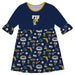 FIU Panthers 3/4 Sleeve Solid Blue Repeat Print Hand Sketched Vive La Fete Impressions Artwork on Skirt