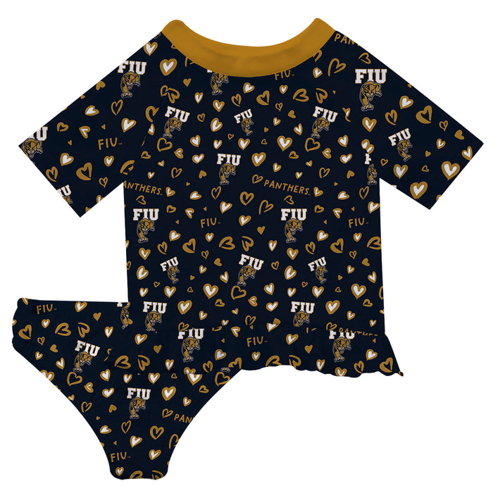 FIU Panthers  Vive La Fete All Over Logo Blue Long Sleeve Bikini Set