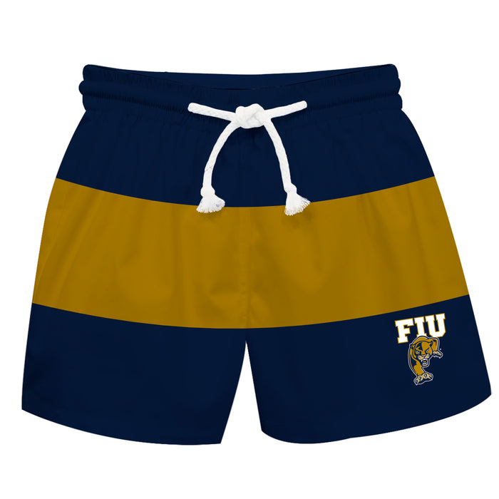 Florida International Panthers Vive La Fete Blue Gold Stripes Swimtrunks V2