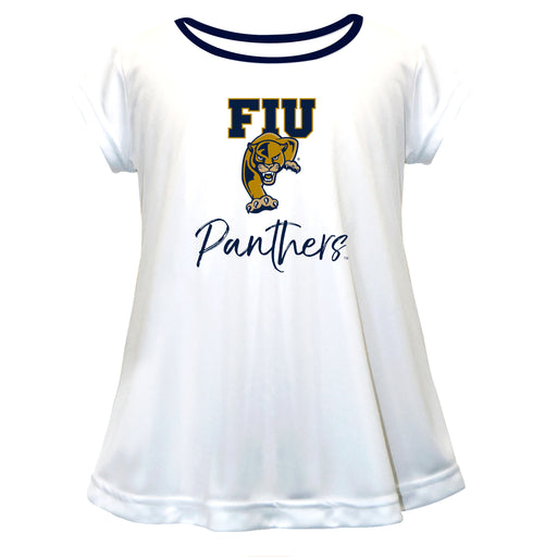 FIU Panthers Vive La Fete Girls Game Day Short Sleeve White Top with School Logo and Name