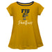 FIU Panthers Vive La Fete Girls Game Day Short Sleeve Gold Top with School Logo and Name
