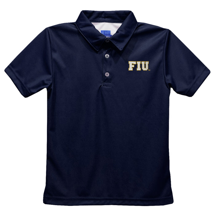 FIU Panthers Embroidered Navy Short Sleeve Polo Box Shirt