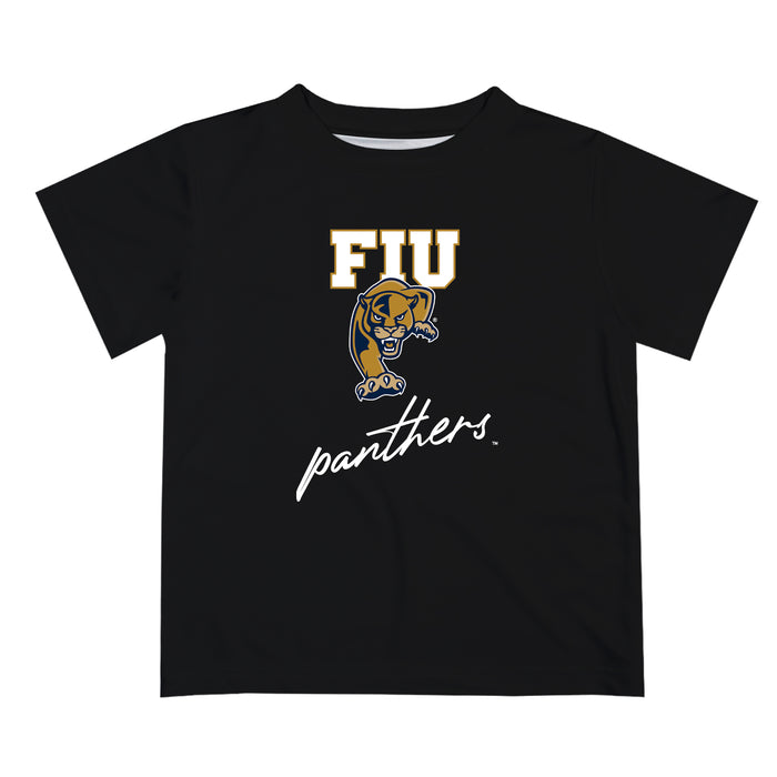 Florida International Panthers Vive La Fete Script V1 Black Short Sleeve Tee Shirt