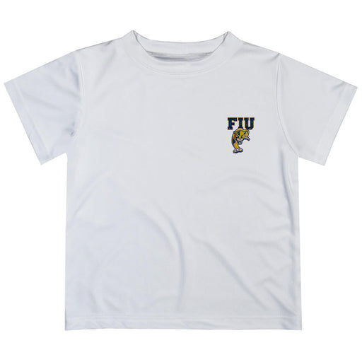 FIU Panthers Hand Sketched Vive La Fete Impressions Artwork Boys White Short Sleeve Tee Shirt