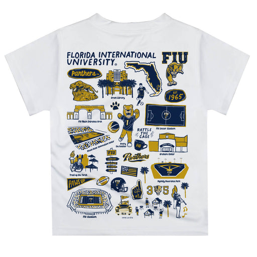 FIU Panthers Hand Sketched Vive La Fete Impressions Artwork Boys Gold Short Sleeve Tee Shirt - Vive La Fête - Online Apparel Store
