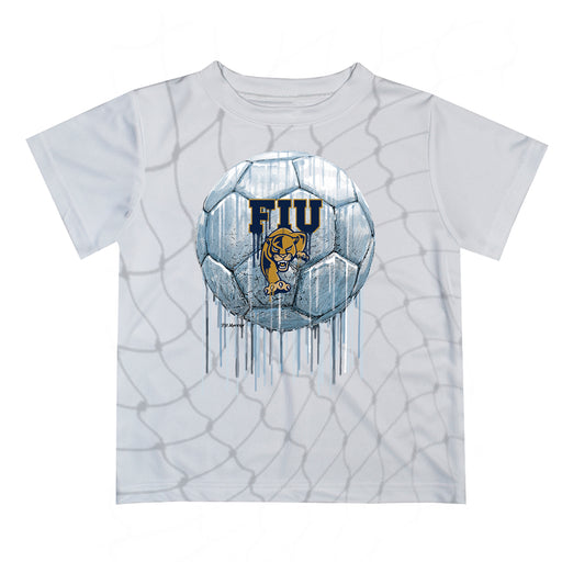 FIU Panthers Original Dripping Soccer White T-Shirt by Vive La Fete