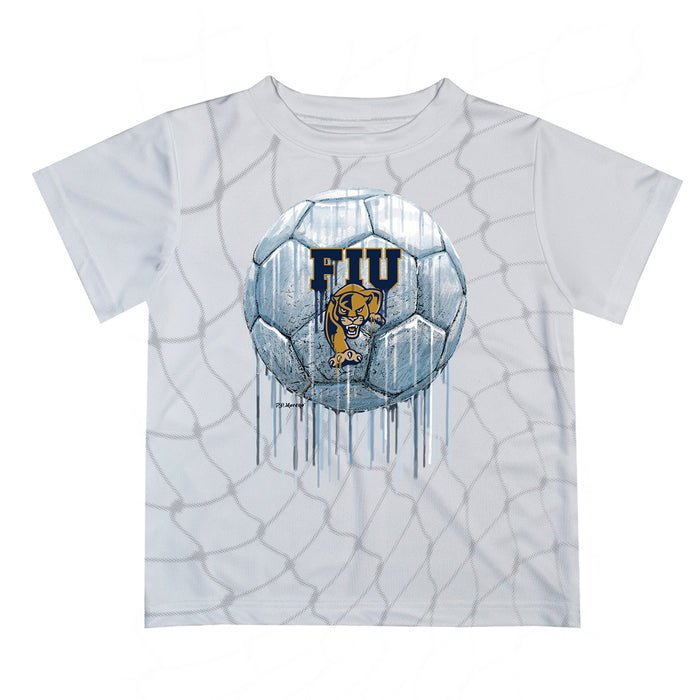 FIU Panthers Original Dripping Soccer White T-Shirt by Vive La Fete