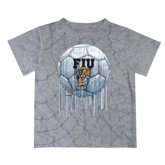 FIU Panthers Original Dripping Soccer Heather Gray T-Shirt by Vive La Fete