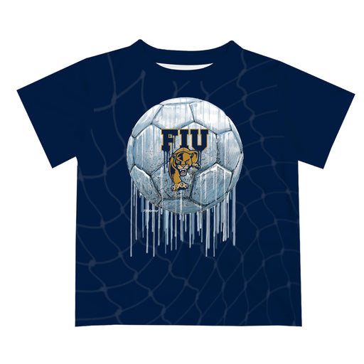 FIU Panthers Original Dripping Soccer Blue T-Shirt by Vive La Fete