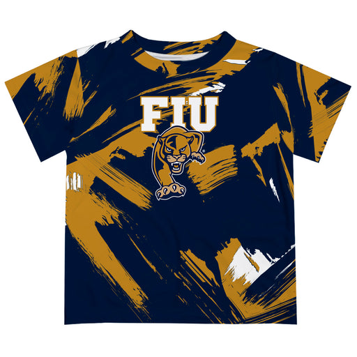 FIU Panthers  Vive La Fete Boys Game Day Blue Short Sleeve Tee Paint Brush