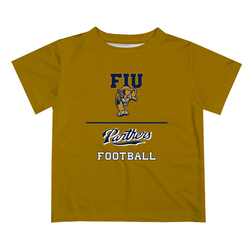 Florida International Panthers Vive La Fete Football V1 Gold Short Sleeve Tee Shirt