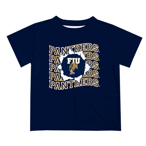 Florida International Panthers Vive La Fete  Blue Art V1 Short Sleeve Tee Shirt