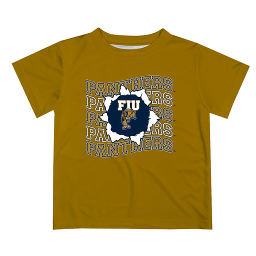 Florida International Panthers Vive La Fete  Gold Art V1 Short Sleeve Tee Shirt