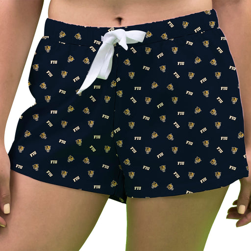 FIU Panthers Vive La Fete Game Day All Over Logo Women Blue Lounge Shorts