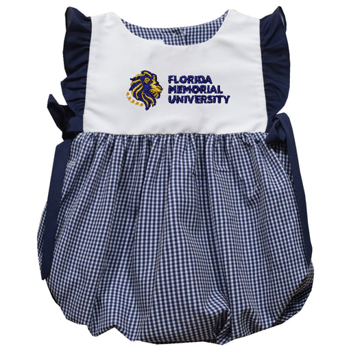 Florida Memorial University FMU Lions Embroidered Navy Gingham Bubble