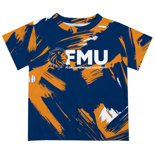 Florida Memorial University FMU Lions Vive La Fete Boys Game Day Blue Short Sleeve Tee Paint Brush