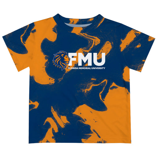 Florida Memorial University FMU Lions Vive La Fete Marble Boys Game Day Blue Short Sleeve Tee