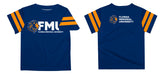 Florida Memorial University FMU Lions Vive La Fete Boys Game Day Blue Short Sleeve Tee with Stripes on Sleeves - Vive La Fête - Online Apparel Store